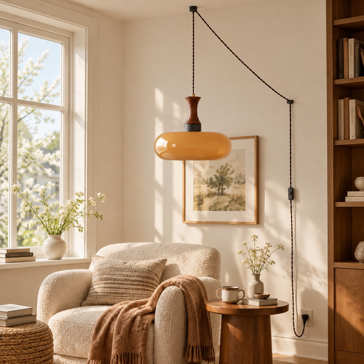Velora Scandinavian glass plug-in pendant