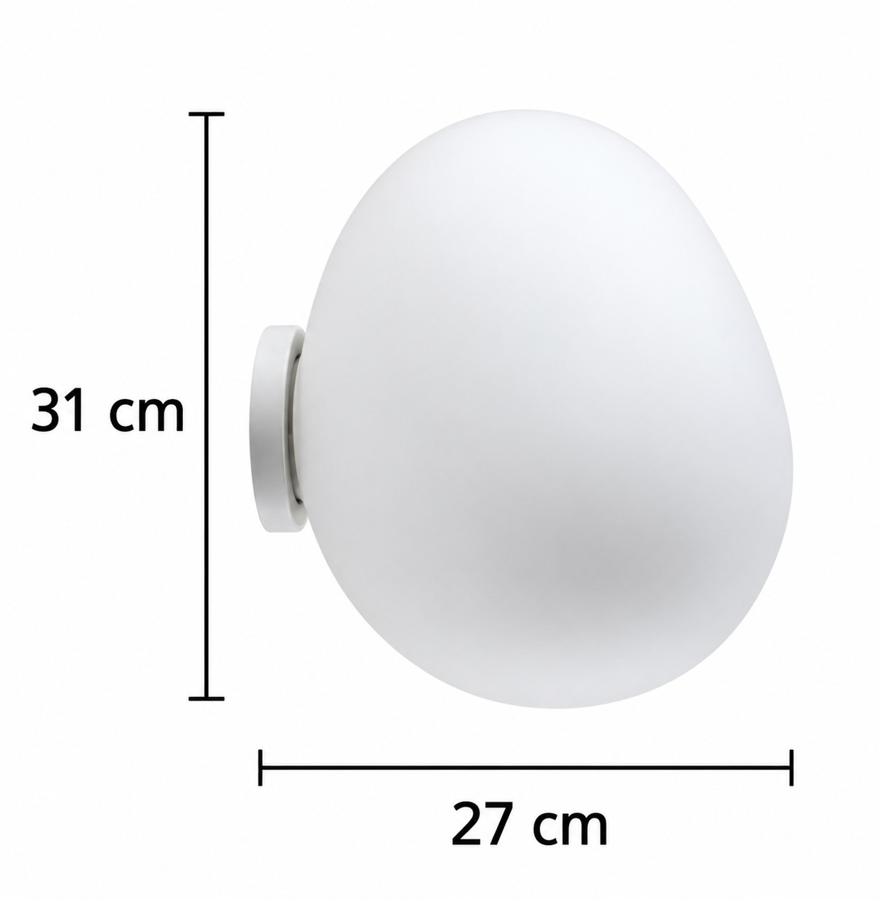 계란 모양 벽 조명 사이즈표, 높이 31cm, 너비 27cm