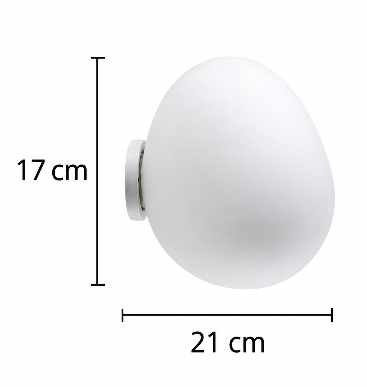 계란 모양 벽 조명 사이즈표, 높이 17cm, 너비 21cm