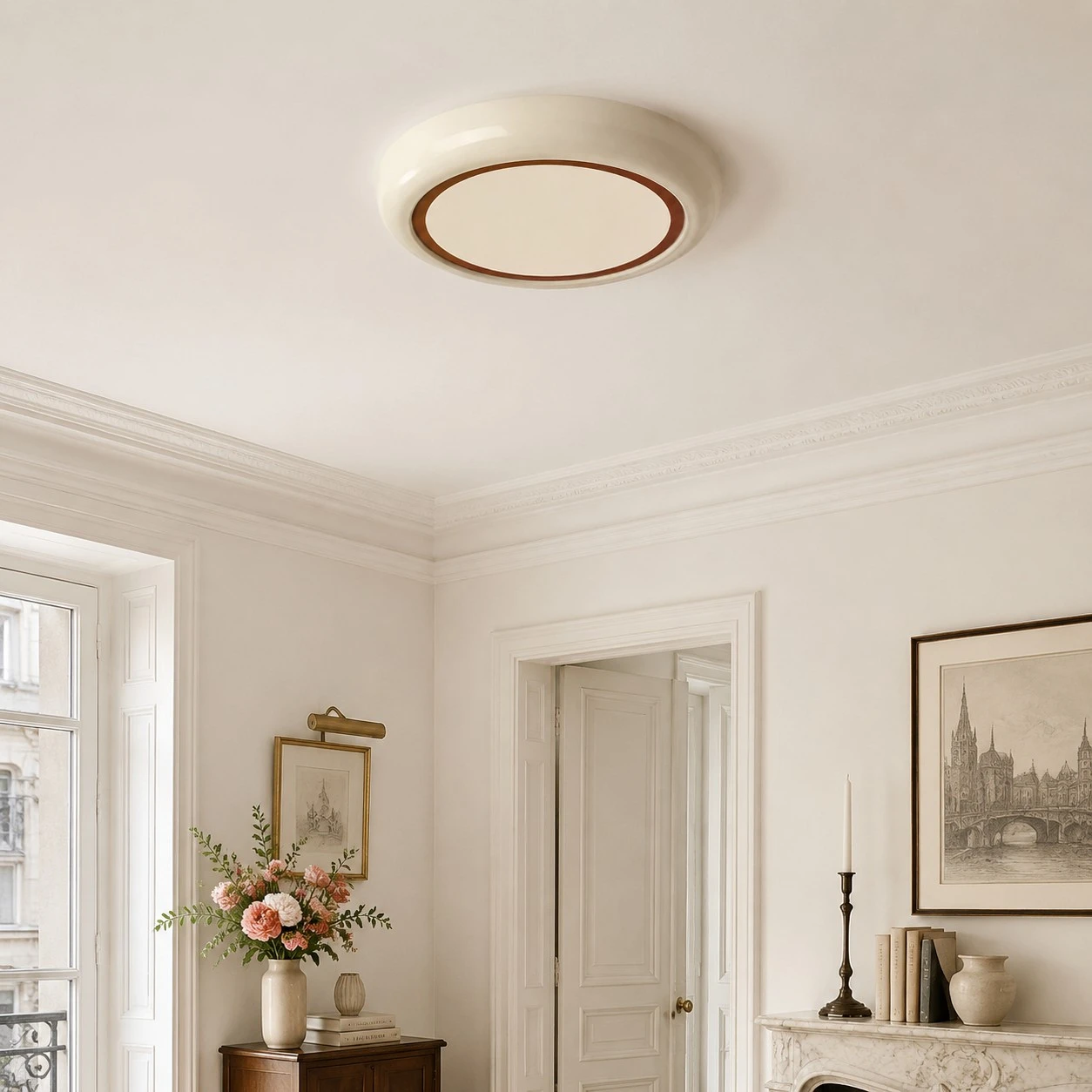 Room styling scene with ceiling lamp