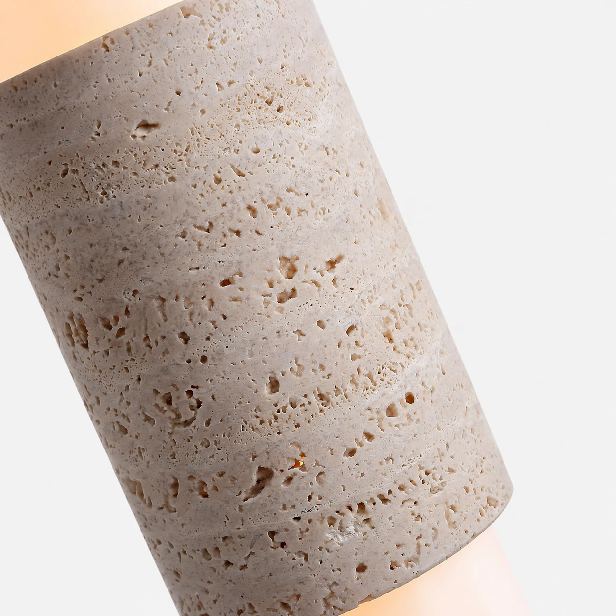 Close view of porous yellow travertine stone texture