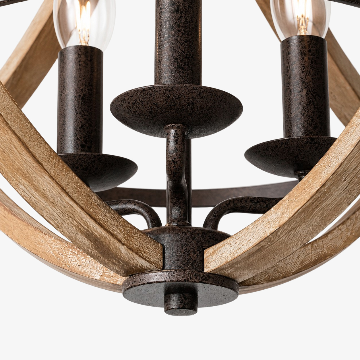 Distressed wood and rust ceiling light detail 5