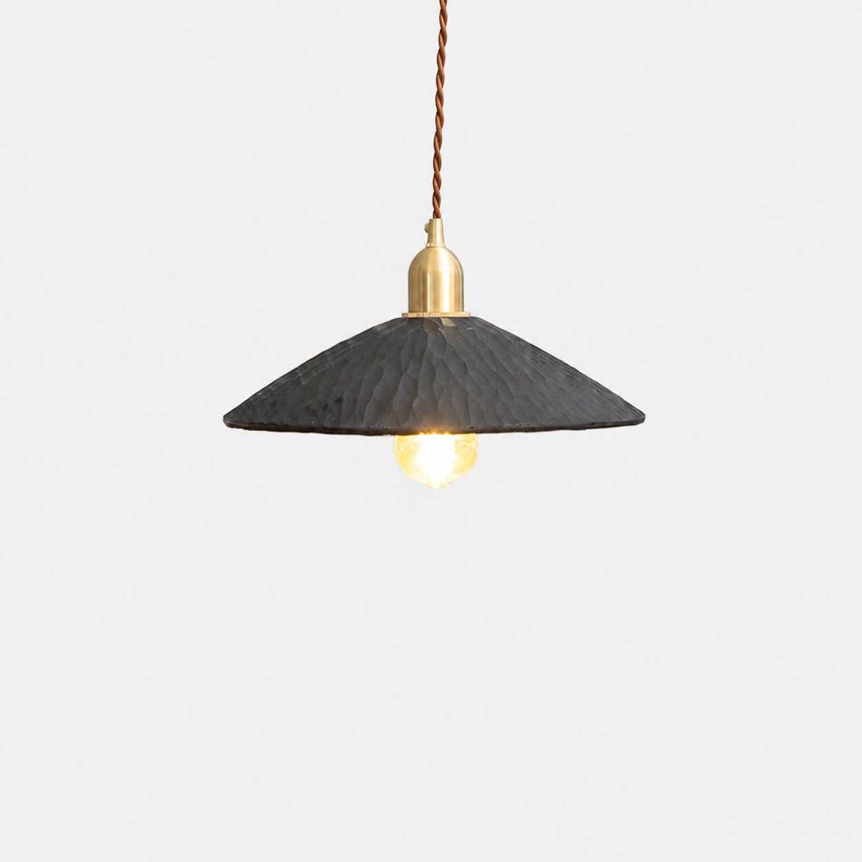 Black hand-carved wooden pendant light