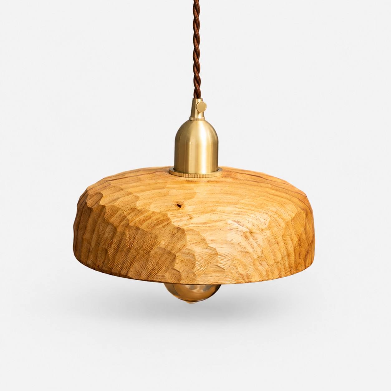 Natural Wood hand-carved Wabi-Sabi wood pendant light
