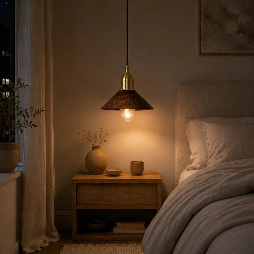 Black walnut pendant bedside night scene