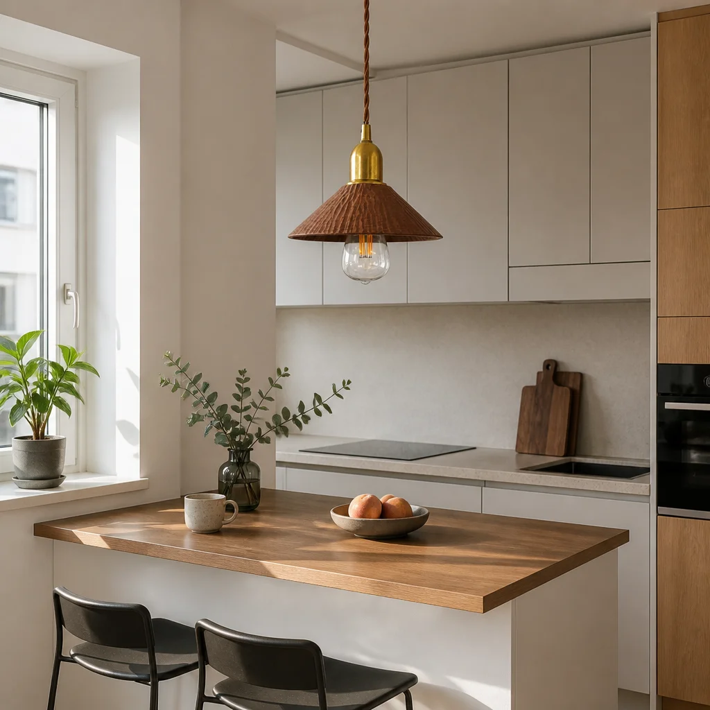 Cherry wood pendant kitchen breakfast bar