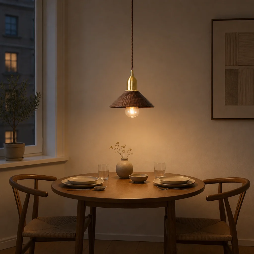 Black walnut pendant compact dining table
