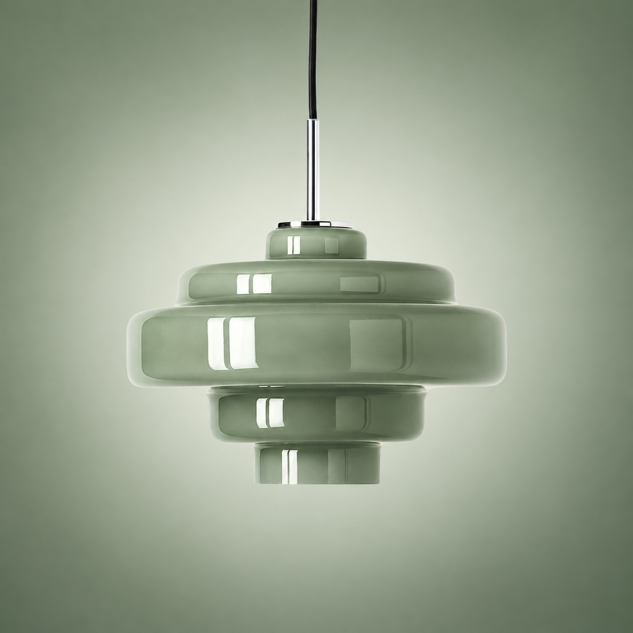 Lámpara colgante de cristal de cinco capas Koloro Millie Color verde salvia