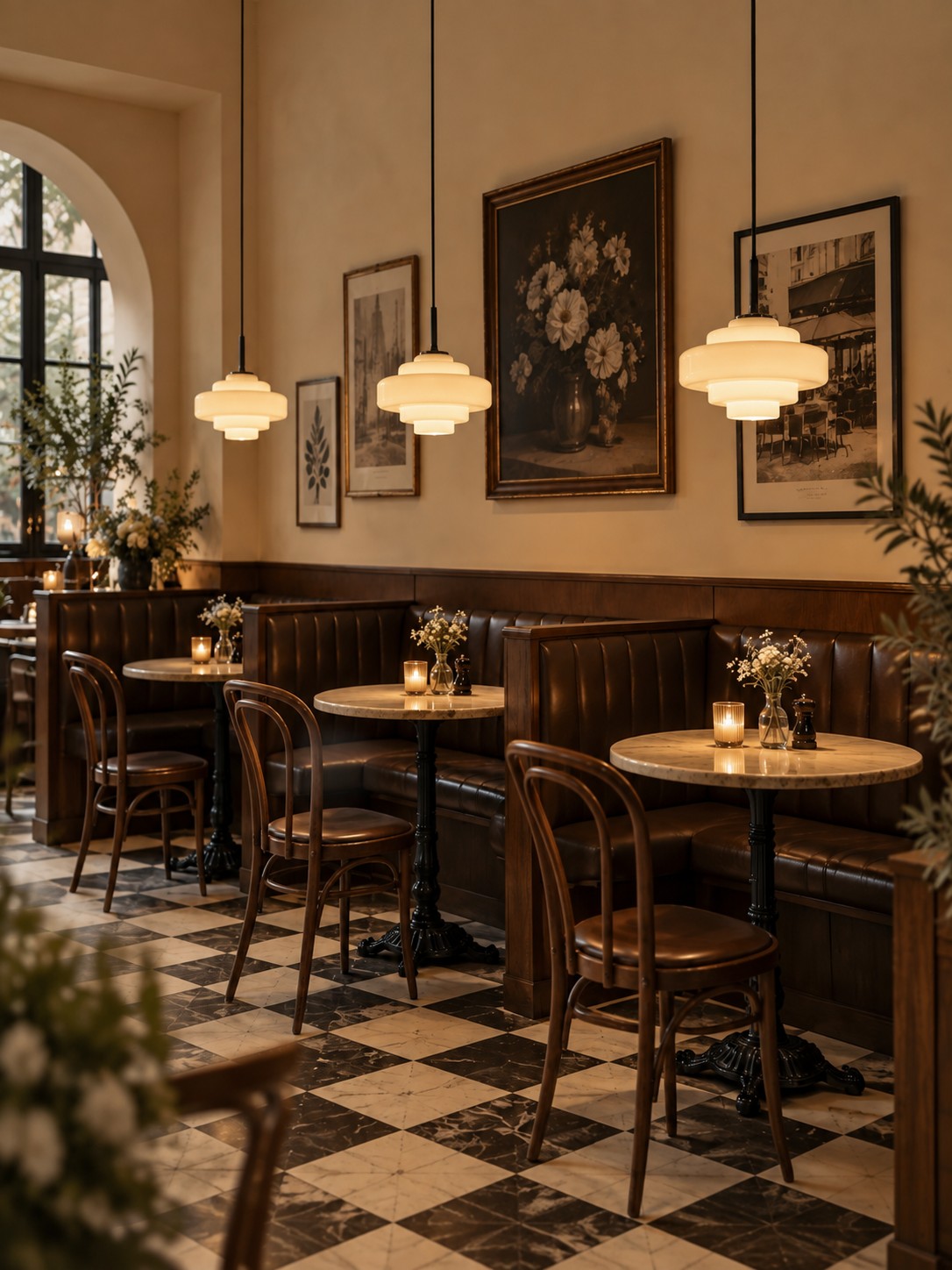 Escena de cabina de café con luz colgante de vidrio de cinco capas Koloro Millie