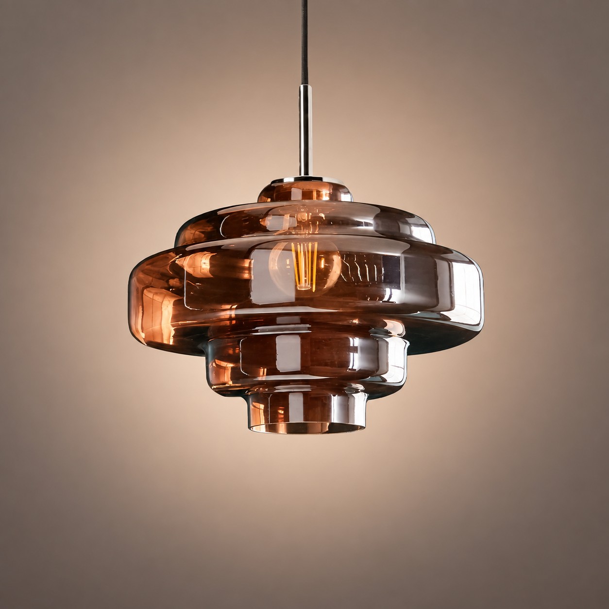 Lámpara colgante de cristal de cinco capas Koloro Millie Color cristal marrón