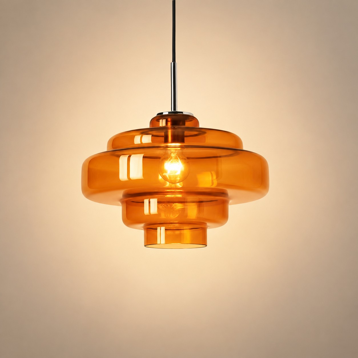 Lámpara colgante de cristal de cinco capas Koloro Millie Color cristal ámbar