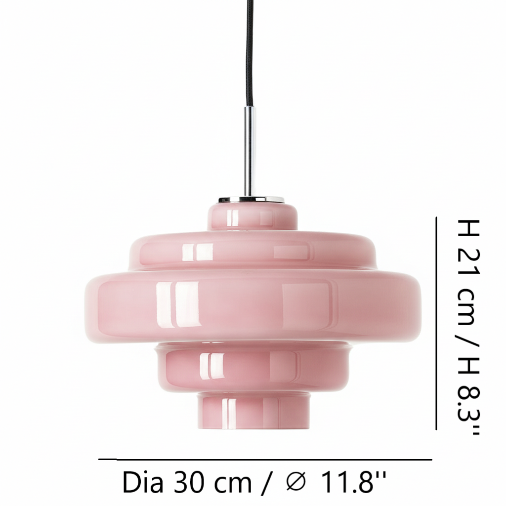 Lámpara colgante Koloro Millie de cristal de cinco capas, tamaño 30 cm