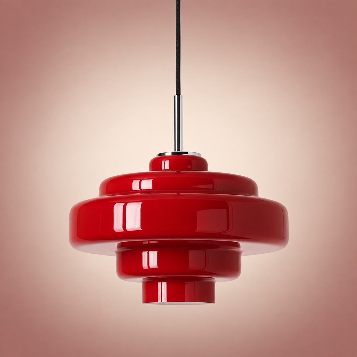Lámpara colgante Koloro Millie de cristal de cinco capas Color rojo