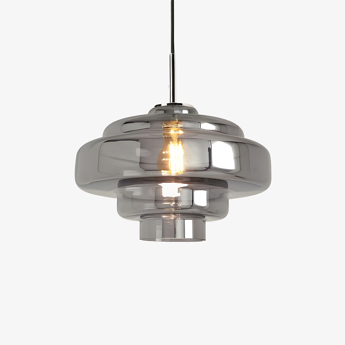 Lámpara colgante de vidrio de cinco capas Koloro Millie Smoke Grey Glass SKU