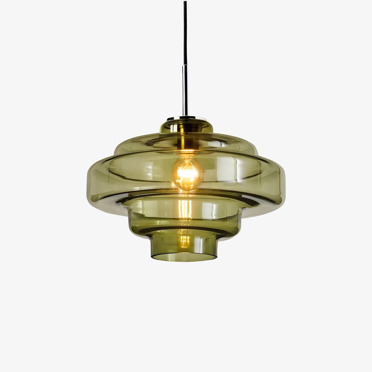 Lámpara colgante de vidrio de cinco capas Koloro Millie Green Glass SKU