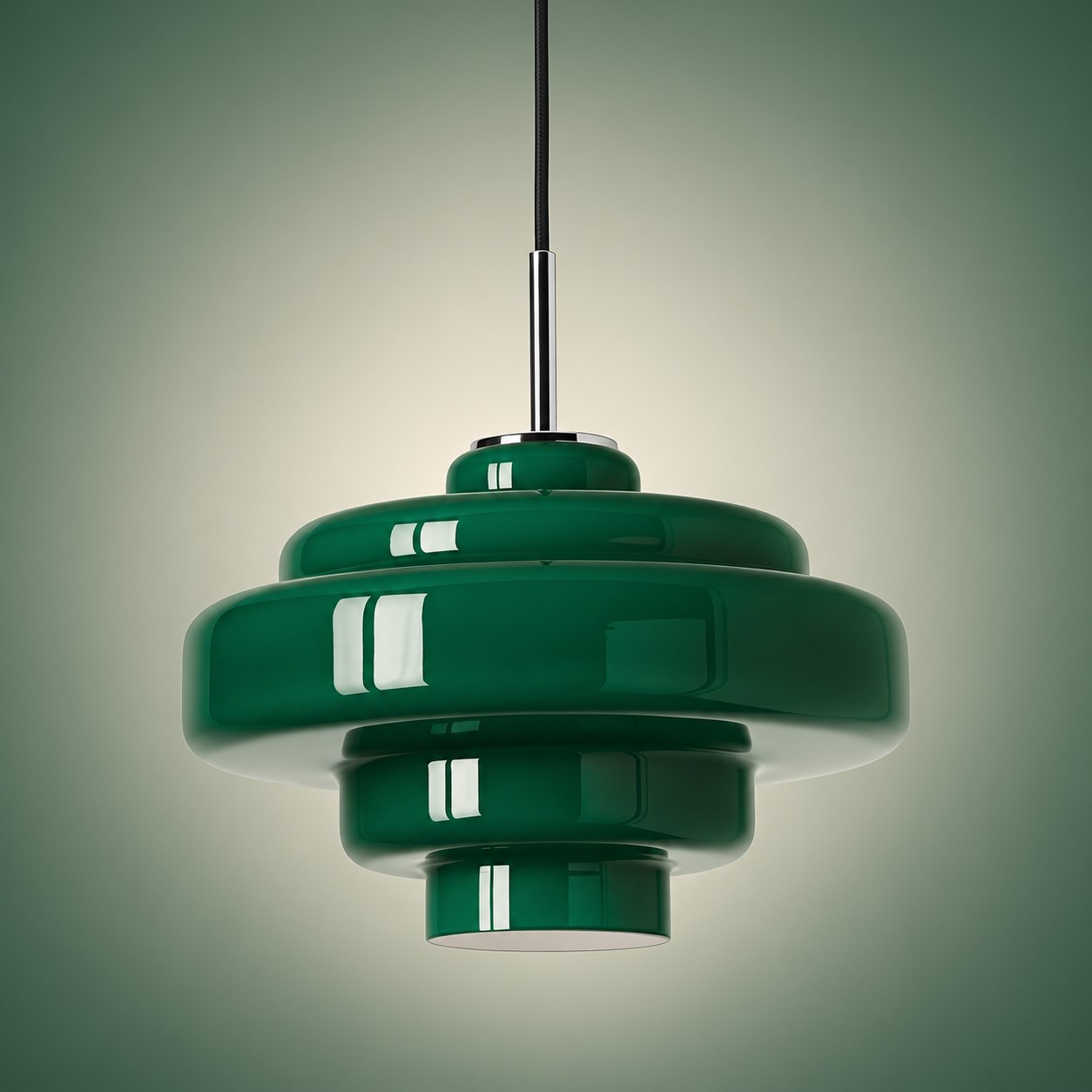 Lámpara colgante Koloro Millie de cristal de cinco capas Color verde