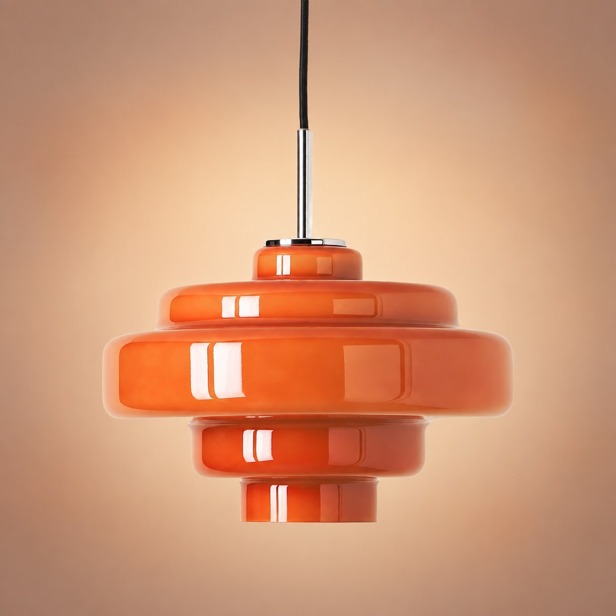 Lámpara colgante Koloro Millie de cristal de cinco capas Color naranja