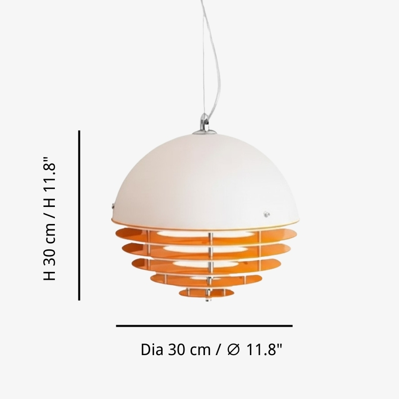 Diagrama de tamanho do pingente Afterglow, diâmetro 30 cm