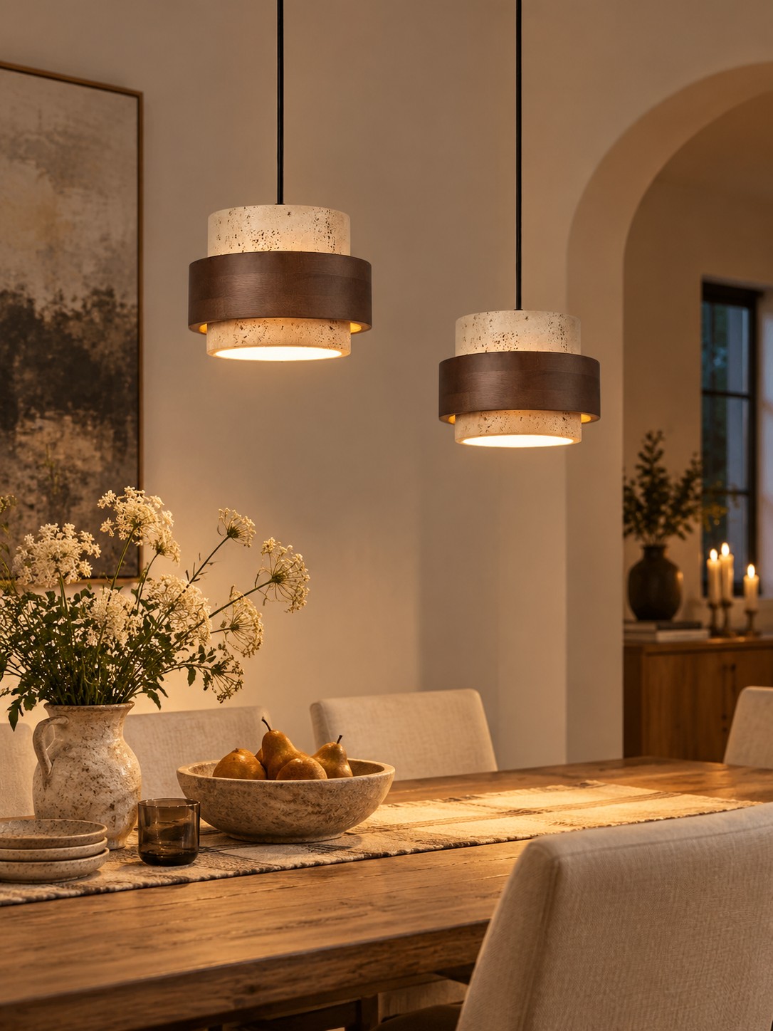 Mesa de comedor colgante de travertino Stonel