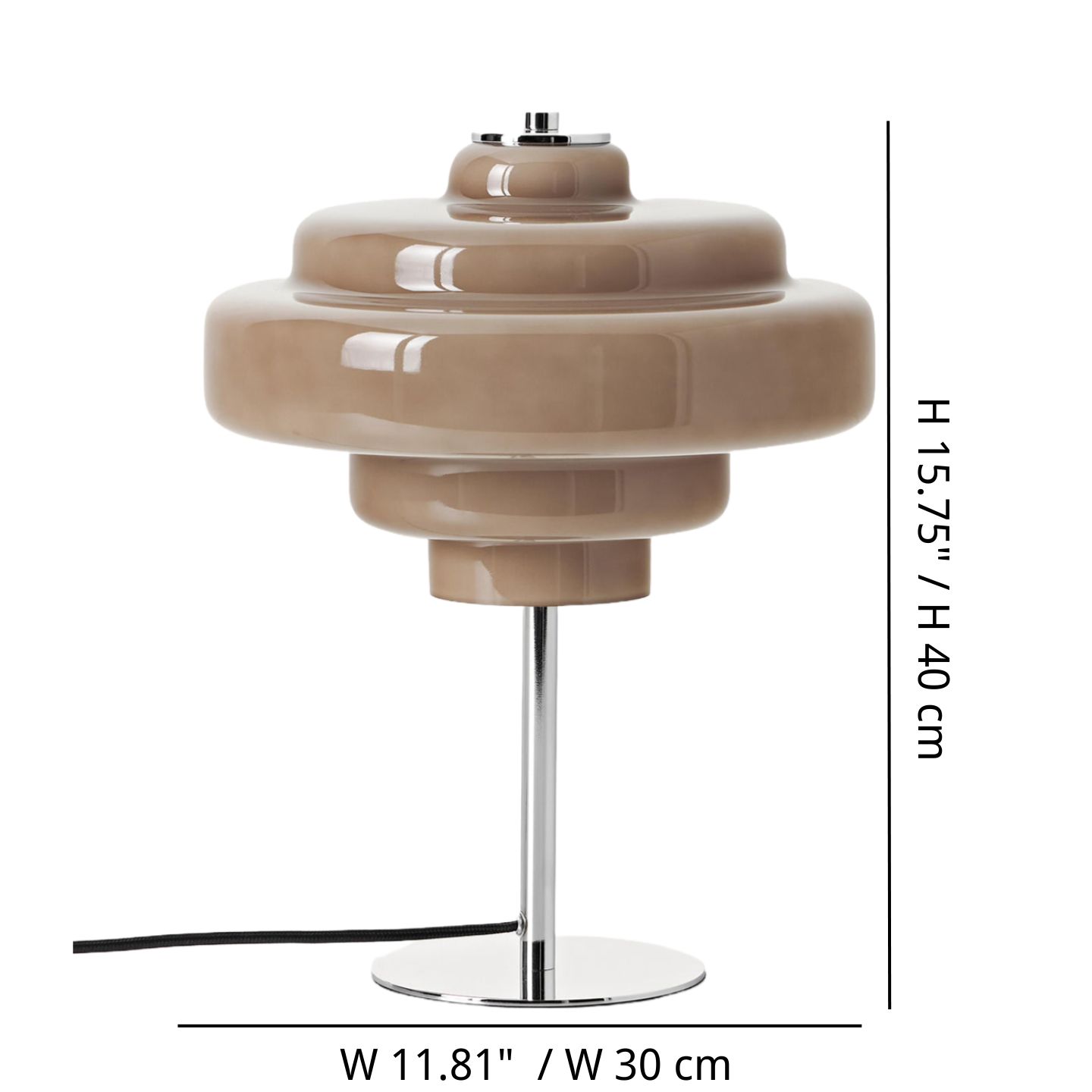Koloro glazen tafellamp, diameter 11,81 inch, hoogte 15,75 inch.