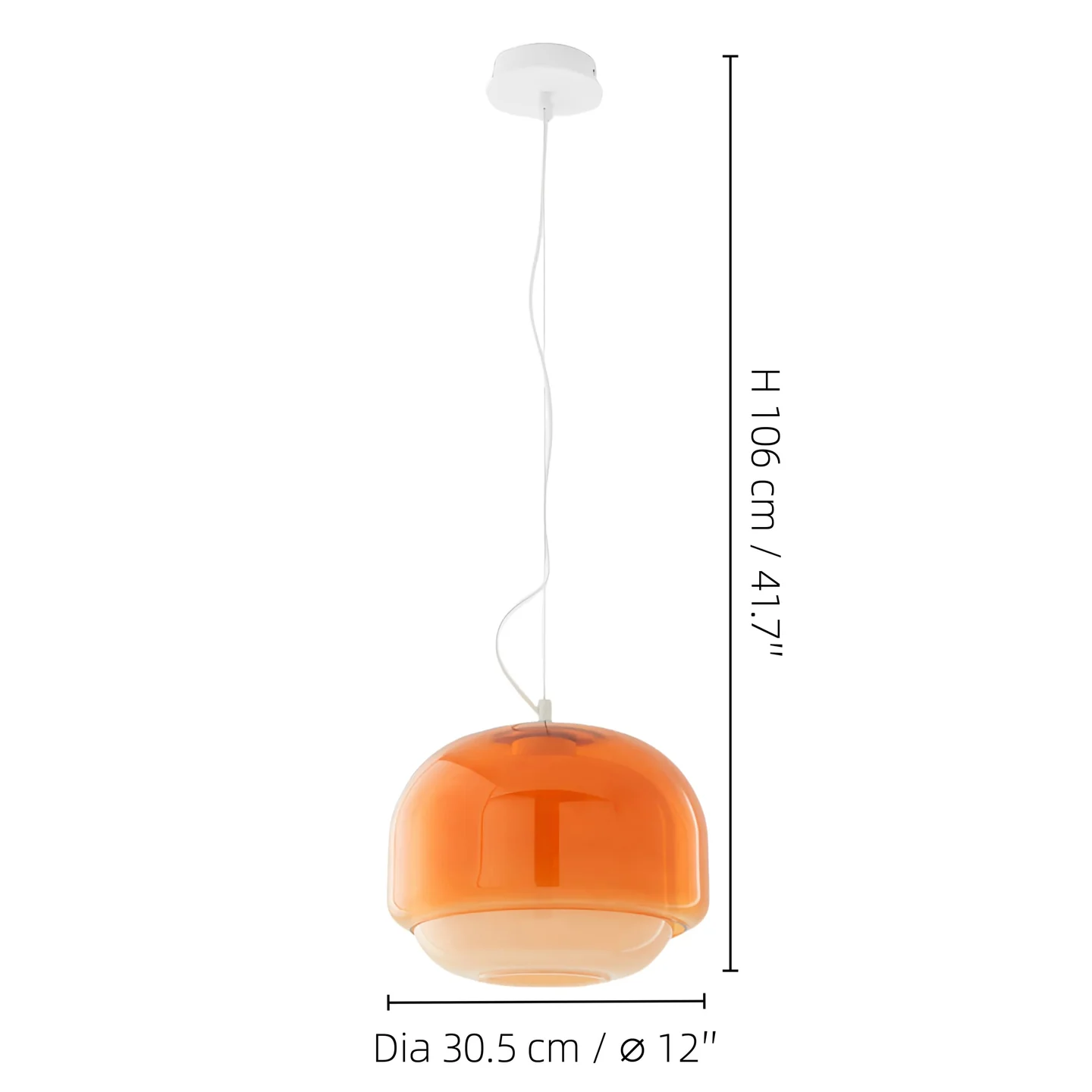 페리클레스 구형 유리 펜던트, 지름 30.5cm, 전체 높이 106cm