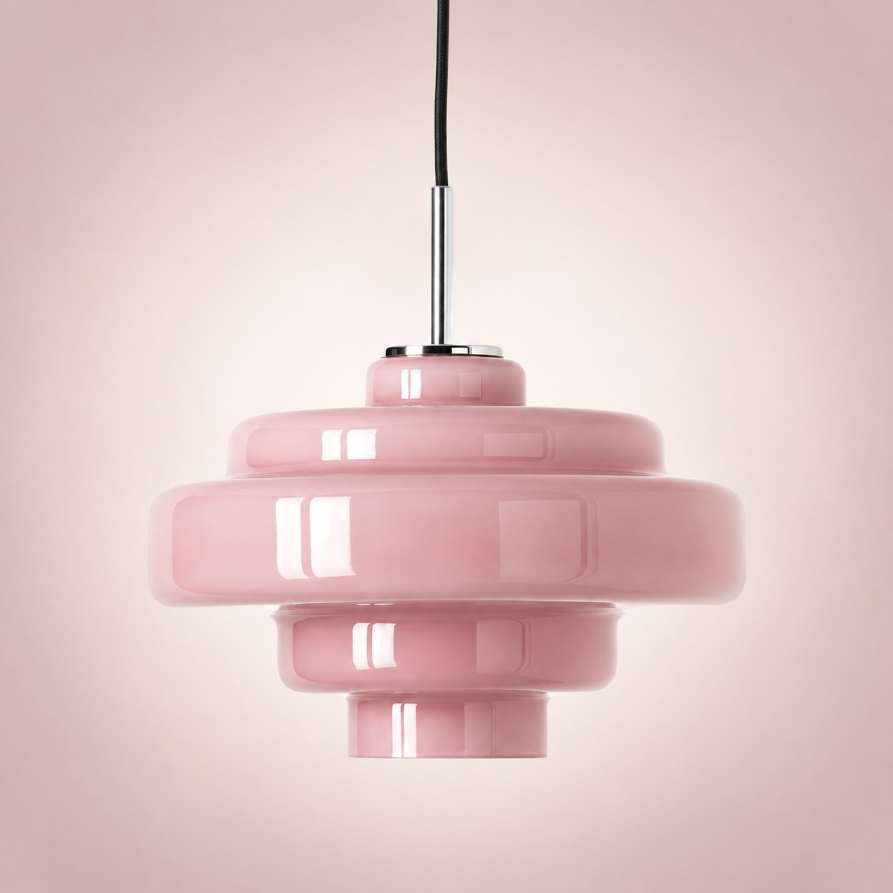 Koloro Millie Retro Glass Pendant Light with Stepped Bauhaus Shade, 30 cm