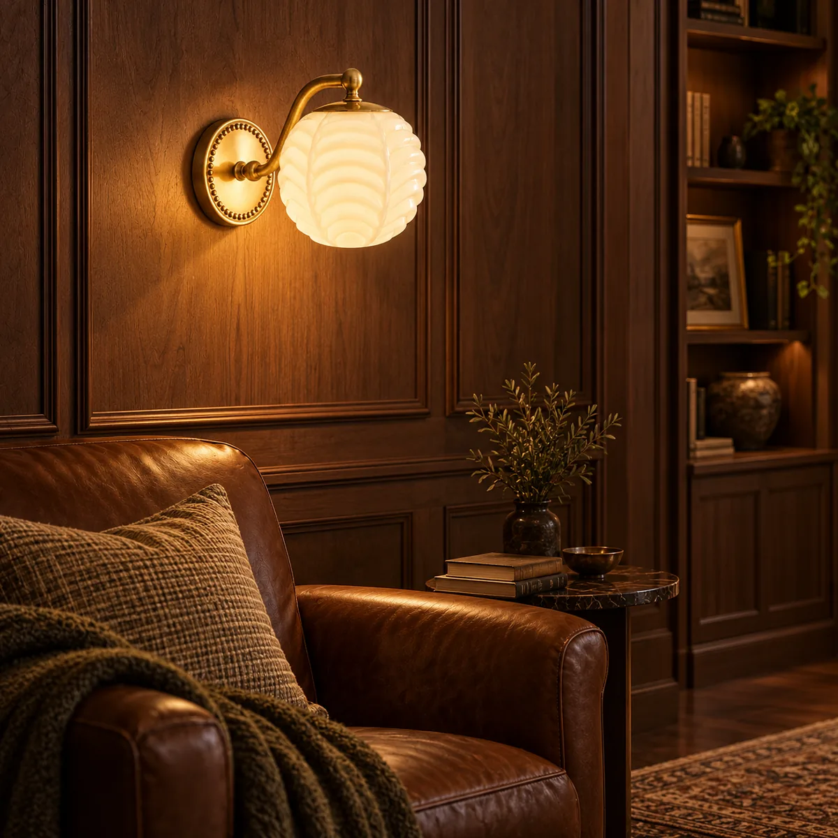 Everyday Wall Sconce with a Ribbed Shade