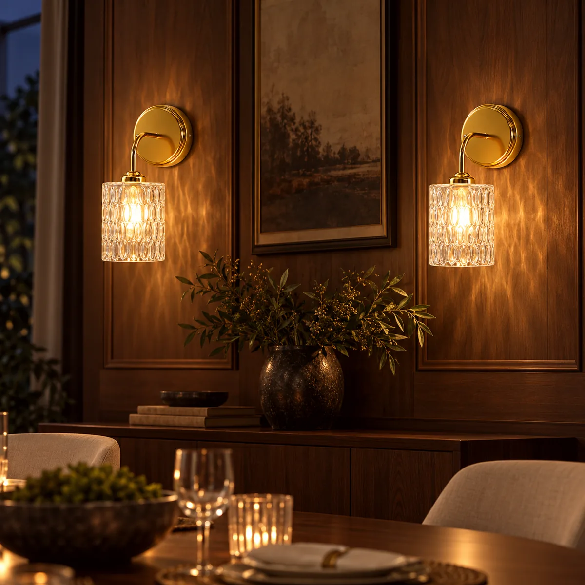 Reduced Sconce: Arm, Canopy, Hammered Shade