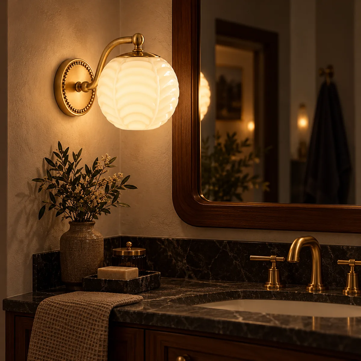 Everyday Wall Sconce with a Ribbed Shade