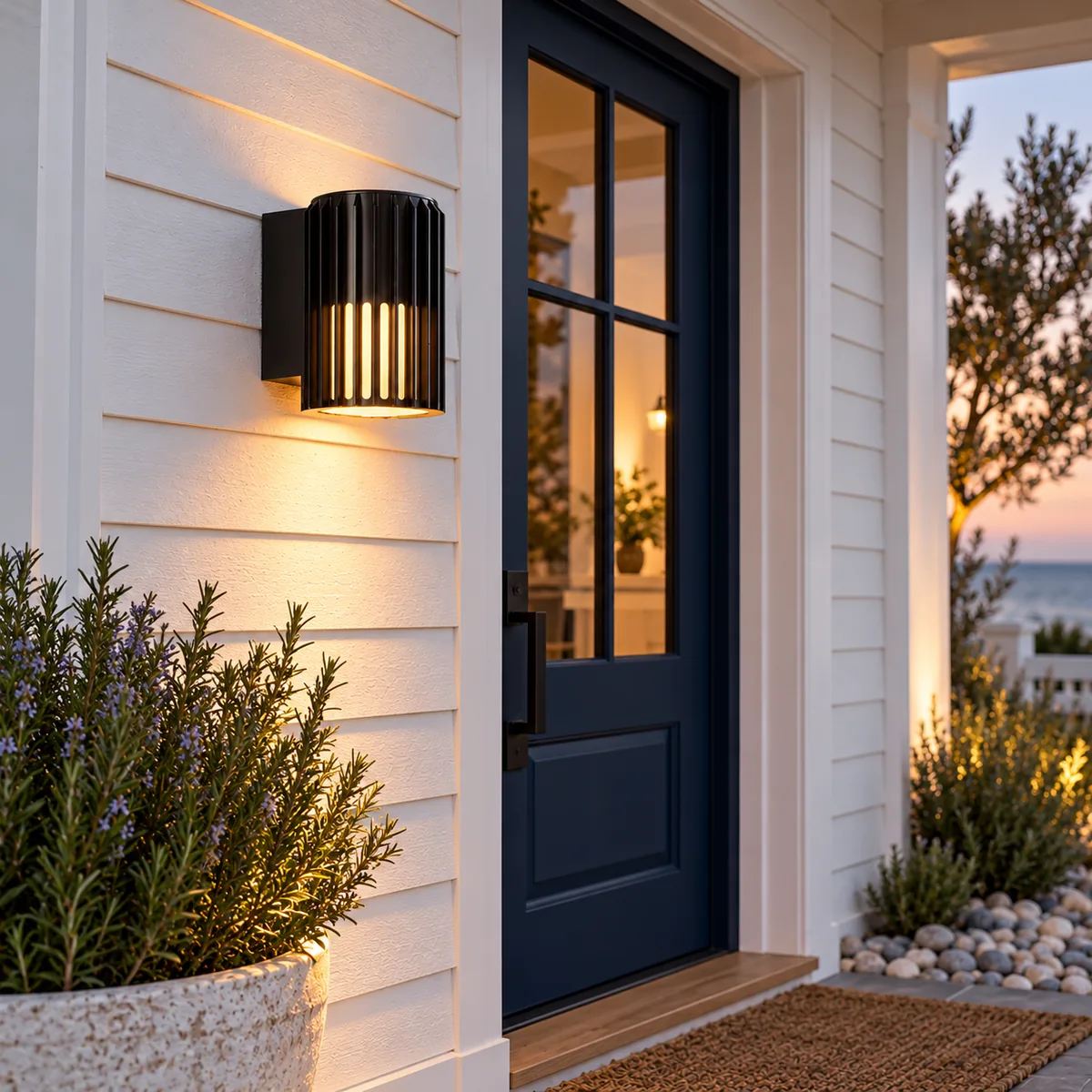 Everyday Patio Sconce with a Slotted Shade