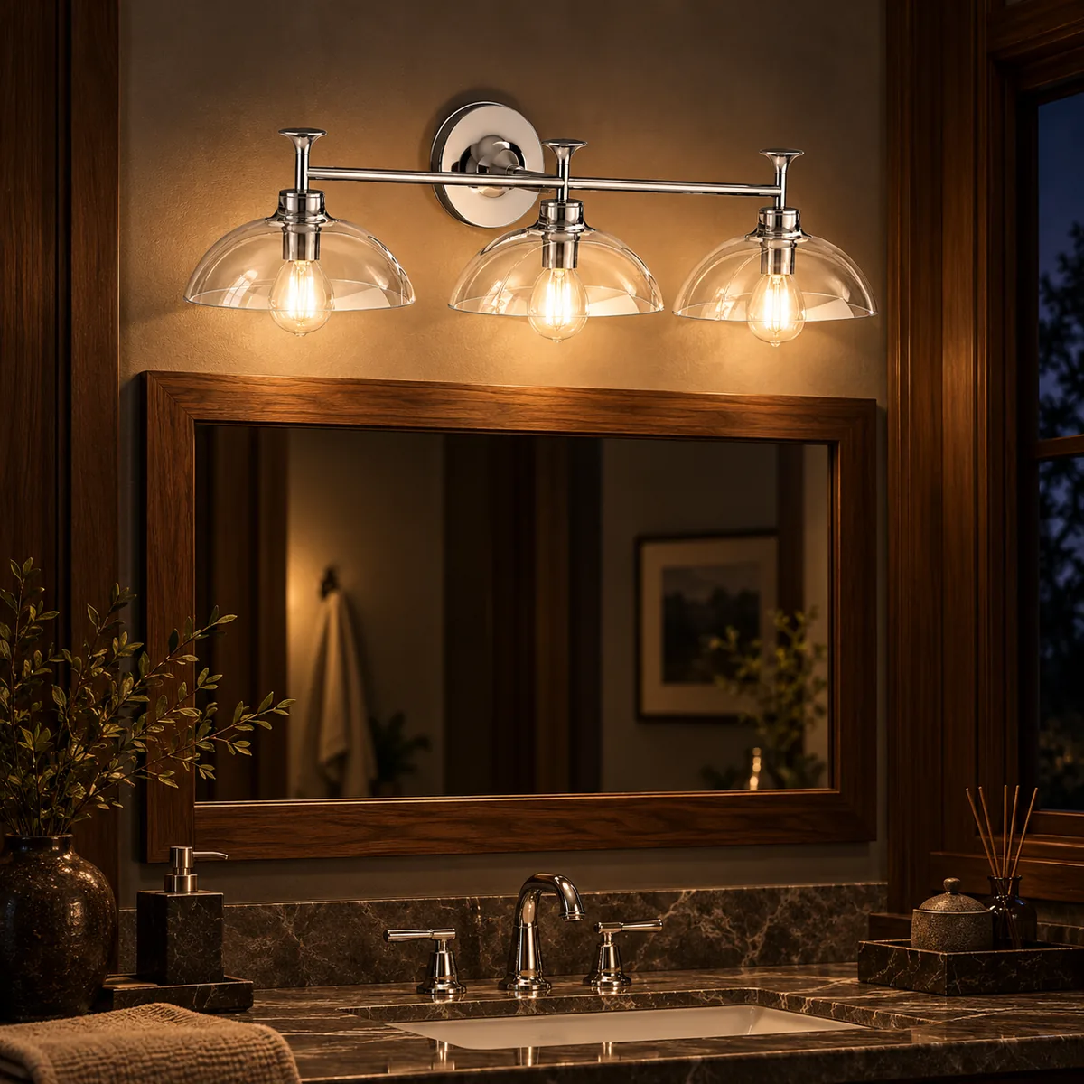 Everyday Mirror Light with Clear Domes