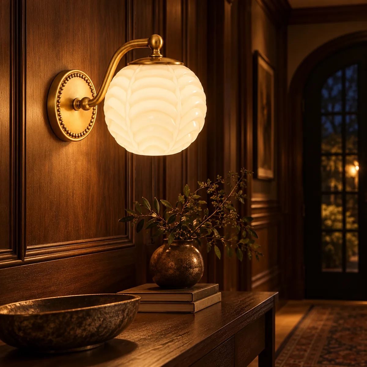 Everyday Wall Sconce with a Ribbed Shade