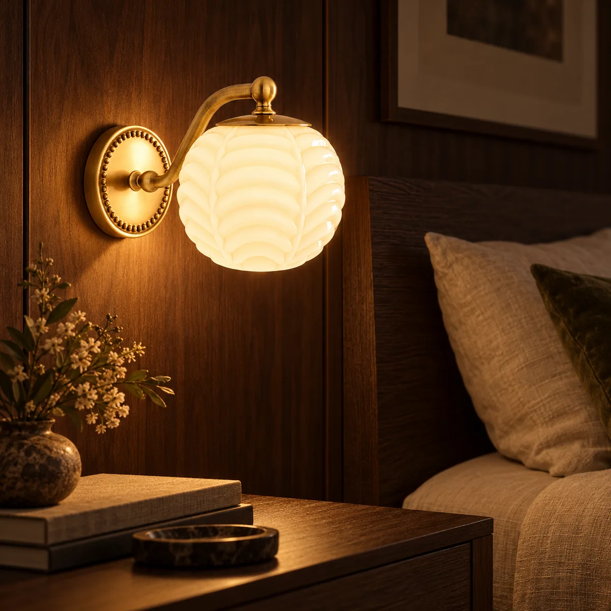 Everyday Wall Sconce with a Ribbed Shade