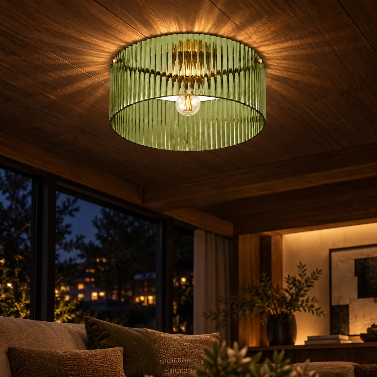 Everyday Flush Drum in Ribbed Glass
