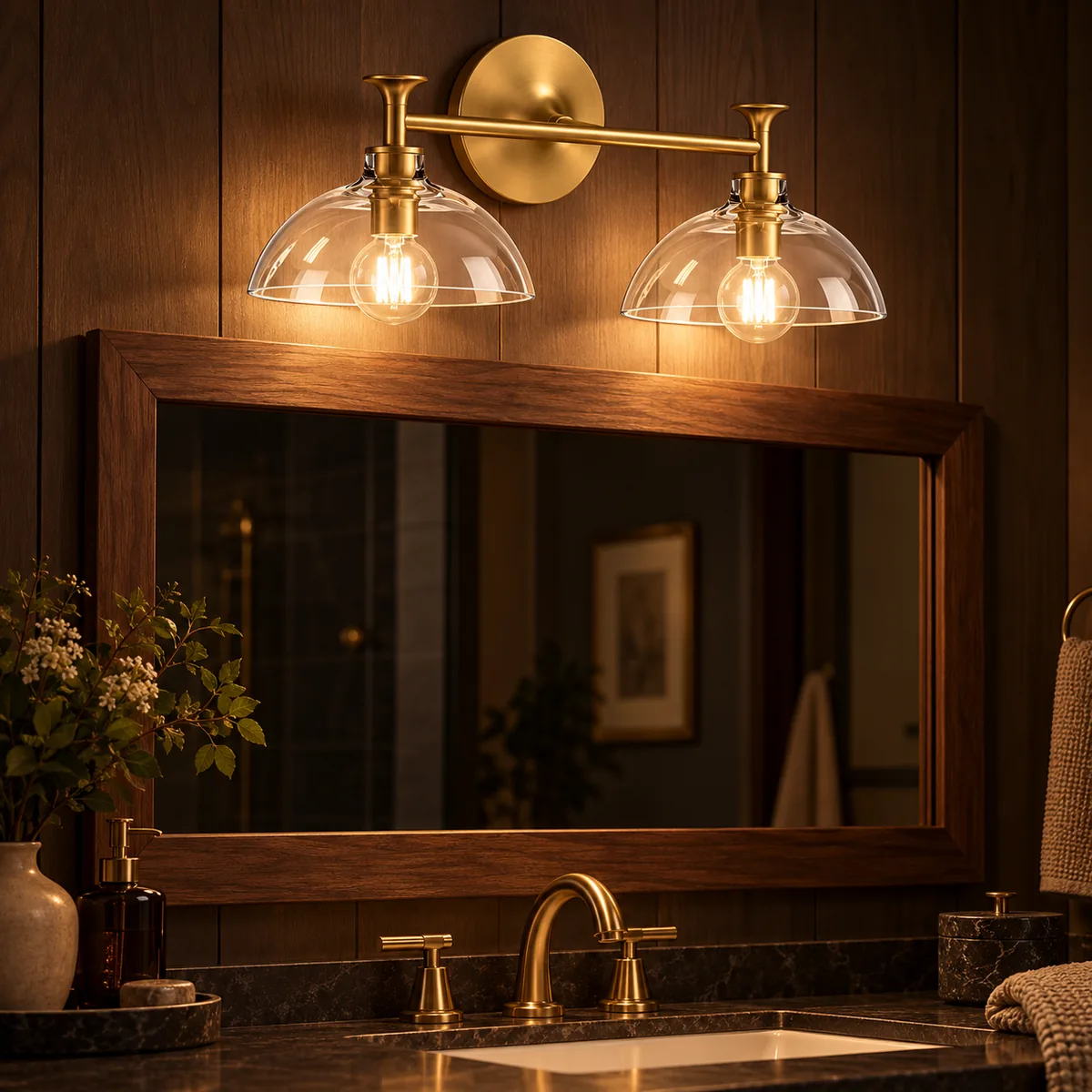 Everyday Mirror Light with Clear Domes