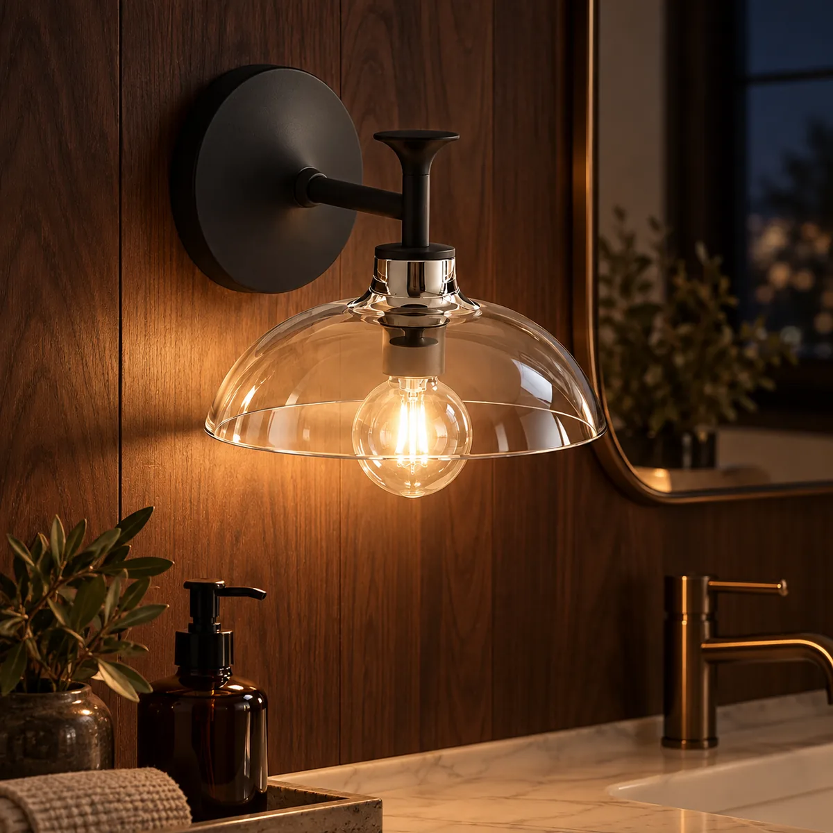 Everyday Mirror Light with Clear Domes