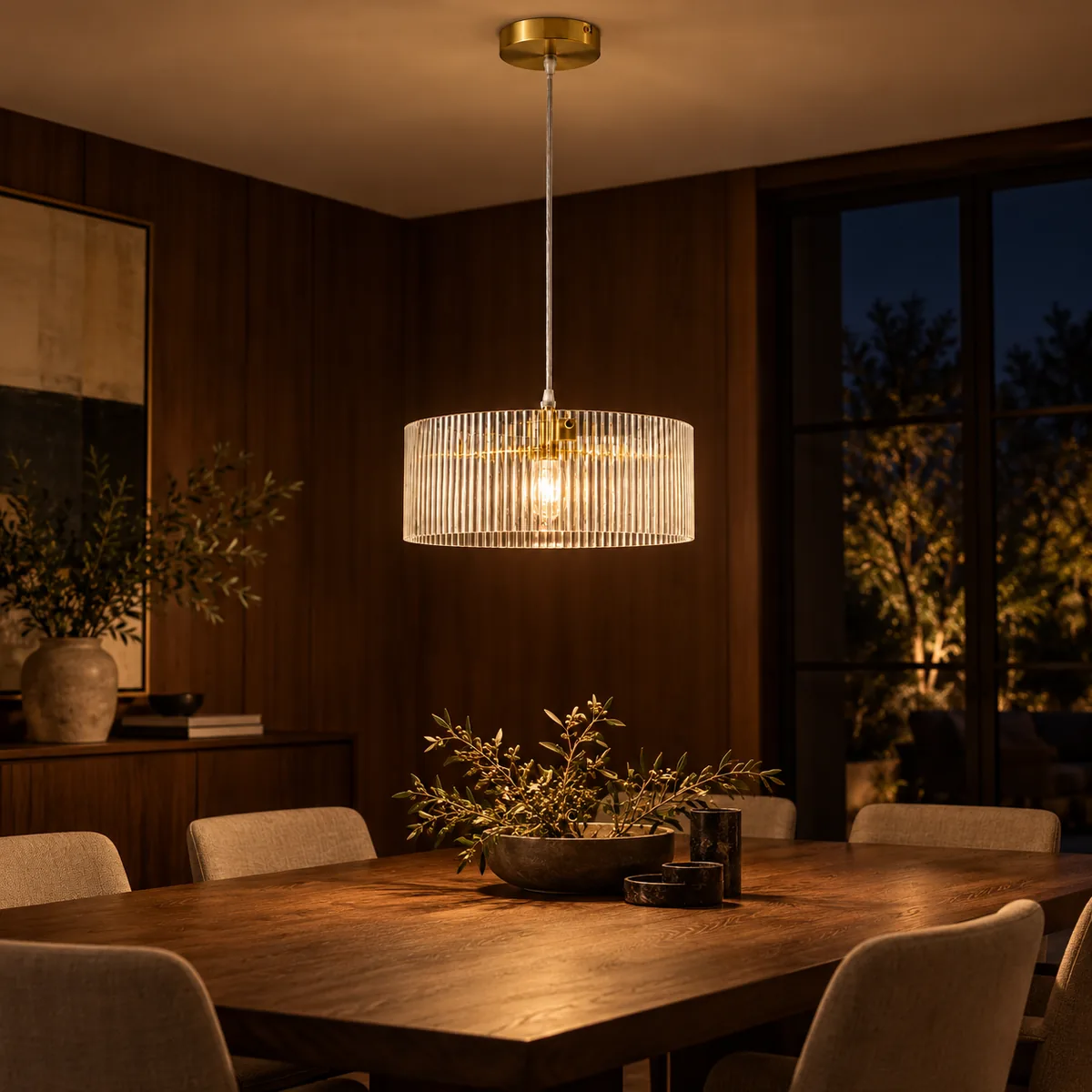 Everyday Pendant Drum with Vertical Ribs